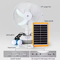 14" Rechargeable Fan With LED light and Solar Panel